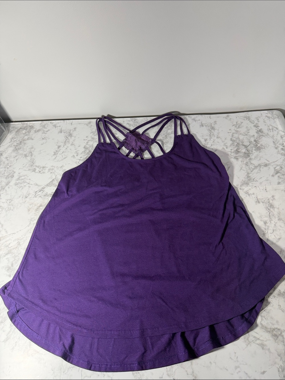 Rose Gal Strappy Back Tank Top Dark Purple 1X Plus Size